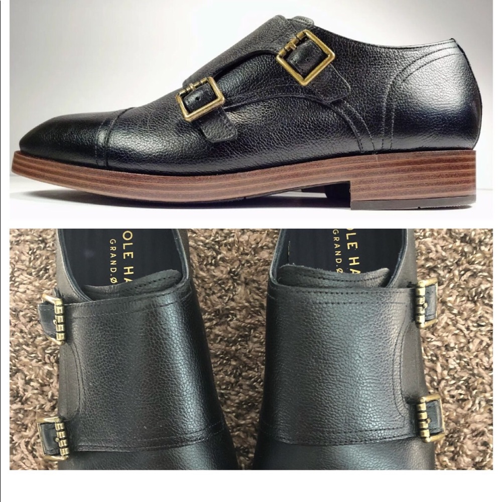 Cole Haan black double monk dress shoes